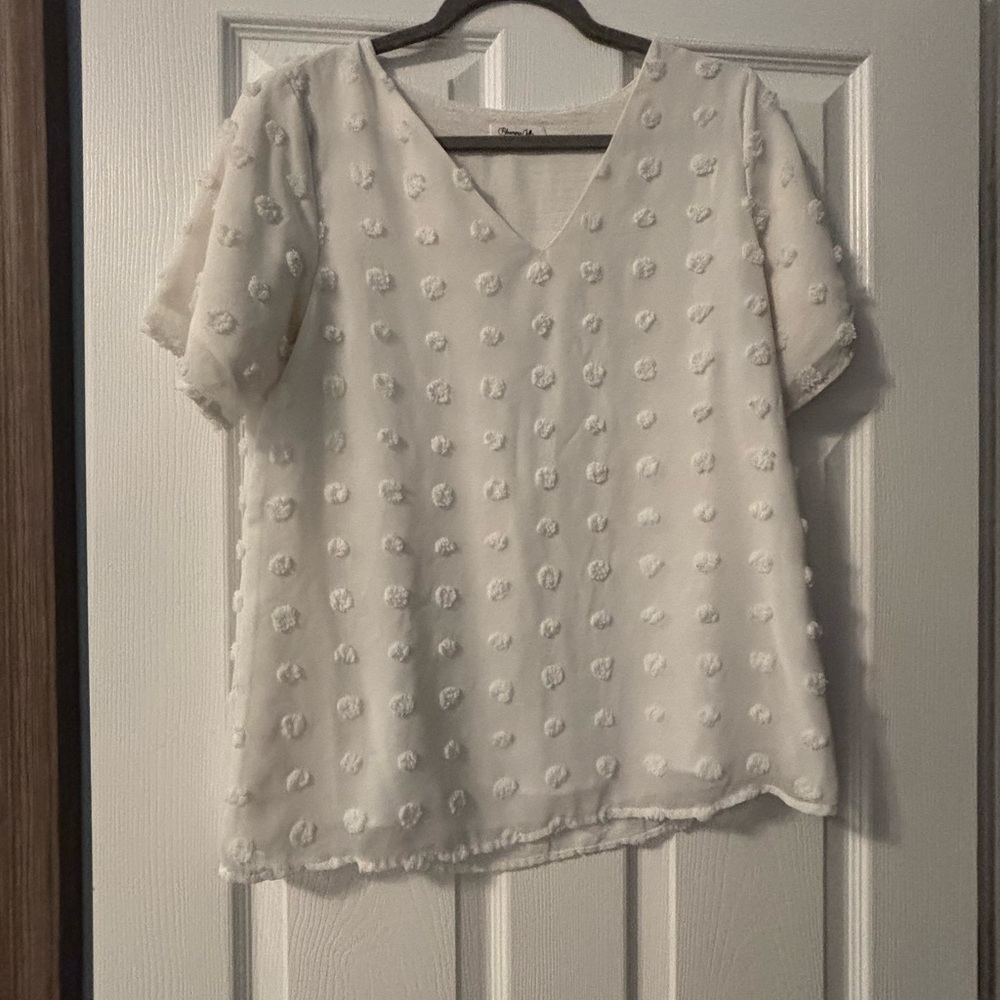White Textured Women's Top